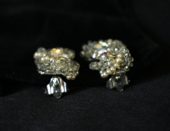 ROBERT Vintage Clip On Earrings with Clear and Au… - image 10