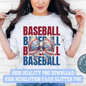 Faux Glitter Baseball Png, Trendy Baseball Png, Baseball Bow Png, Glitter Baseball Png, Baseball Mom Png, Baseball Design for Sublimation