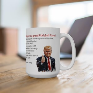 Custom Pickleball Mug for Players, Trump Funny Gift for Dad Mom Coach, Personalized Coffee Cup for Pickleball Lovers USA Made