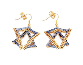 Eighth Order Earrings (blue & gold)