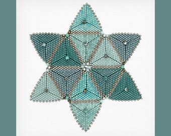 Turquoise Star of David Beaded Kippah | Swarovski Crystals | Yamakah | Beadwork | Jewish holiday