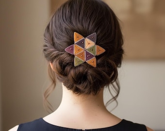 Brown Star of David Beaded Kippah | Swarovski Crystals | Yamakah | Beadwork | Jewish holiday