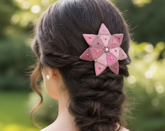 Baby Pink Star of David Beaded Kippah | Swarovski Crystals | Yamakah | Beadwork | Jewish holiday
