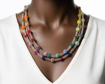 Bumpy Road Necklace / Colorful / Beadwork / Artwork / Beading / Handmade / Colorful / Jewelry