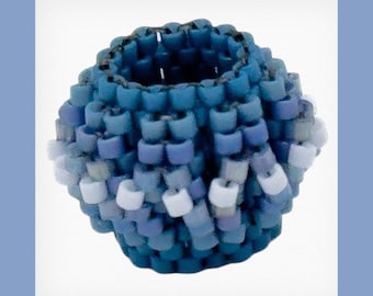 Dark And Light Blue Beaded Bead | Handmade | Beadwork | Jewelry | Pendants