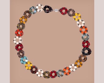 Kaleidoscope Pentagons Necklace / Colorful / Beadwork / Artwork / Beading / Handmade / Colorful / Jewelry