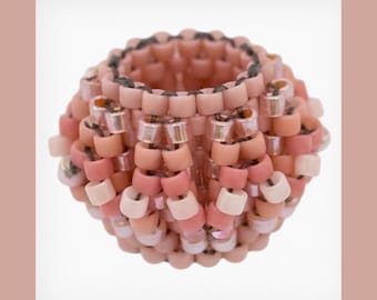 Little Antique Pink Beaded Bead | Handmade | Beadwork | Jewelry | Pendants