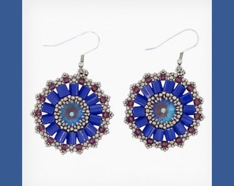 Handmade Blue and Purple Beaded Earrings | Green & Gold Hypoallergenic Jewelry