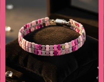 Handmade Pink Tila Beaded Bracelet | Double Row Beadwork