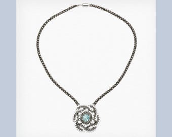 Snow Spiral Beaded Pendant Necklace | Swarovski Crystal Center, Handmade
