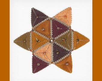 Brown Star of David Beaded Kippah | Swarovski Crystals | Yamakah | Beadwork | Jewish holiday