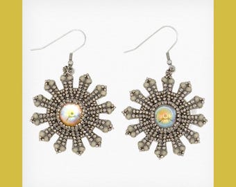 Radiant Starburst Beaded Earrings | Handmade | Beadwork | Beading | Jewelry | Colorful | Tila | Earrings