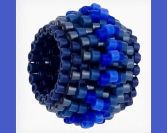 Dark Blue Beaded Bead | Handmade | Beadwork | Jewelry | Pendants
