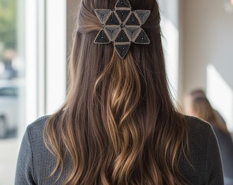 Black Star of David Beaded Kippah | Swarovski Crystals | Yamakah | Beadwork | Jewish holiday