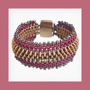 Instrucciones para pulsera de cuentas rojas, doradas y cobre / Hecho a mano / Trabajo con cuentas / Aprendizaje / Cuentas de metal / Joyería / Hazlo tú mismo
