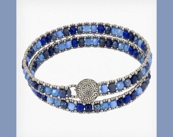 Wrapped Around (Blue) Beaded Bracelet | Handmade | RAW | Beading | Colorful Jewelry | Bracelets | Beadwork