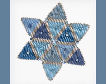 Blue Star of David Beaded Kippah | Swarovski Crystals | Yamakah | Beadwork | Jewish holiday