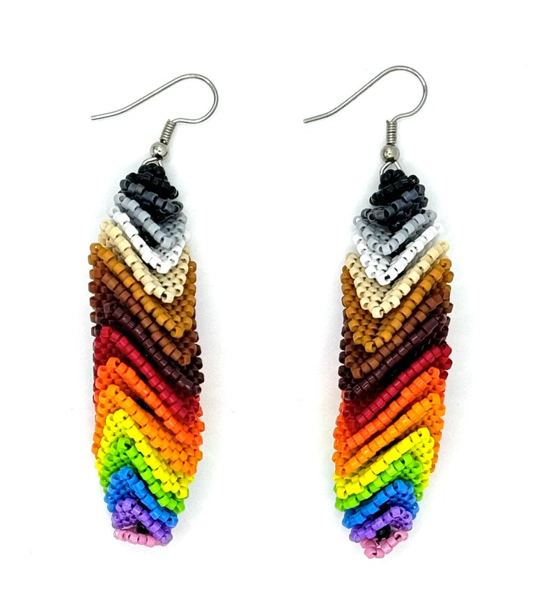 Spectrum Splendor Earrings / Colorful / Handmade / Beadwork / Artwork / Beading / Jewelry image 1