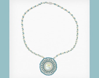 Soft Meadow Mist Beaded Pendant Necklace | Swarovski Crystal, Floral Beadwork