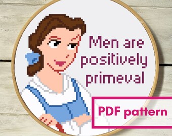 Men are positively primeval 6 inch cross stitch PATTERN