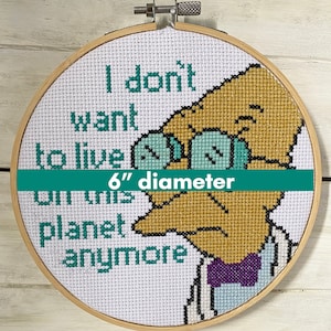 I don't want to live on this planet anymore 6 inch cross stitch PATTERN image 4