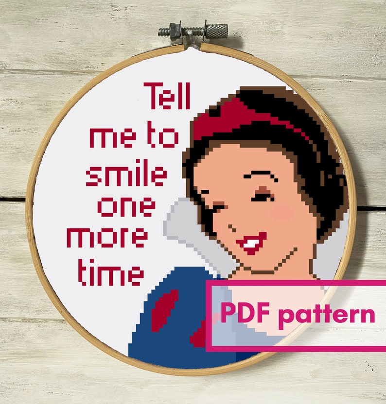Don't Tell Me to Smile 6 inch cross stitch PATTERN image 1