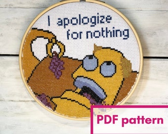 I apologize for nothing! 6 inch cross stitch PATTERN