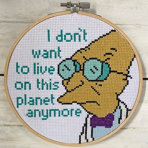 I don't want to live on this planet anymore 6 inch cross stitch PATTERN image 2