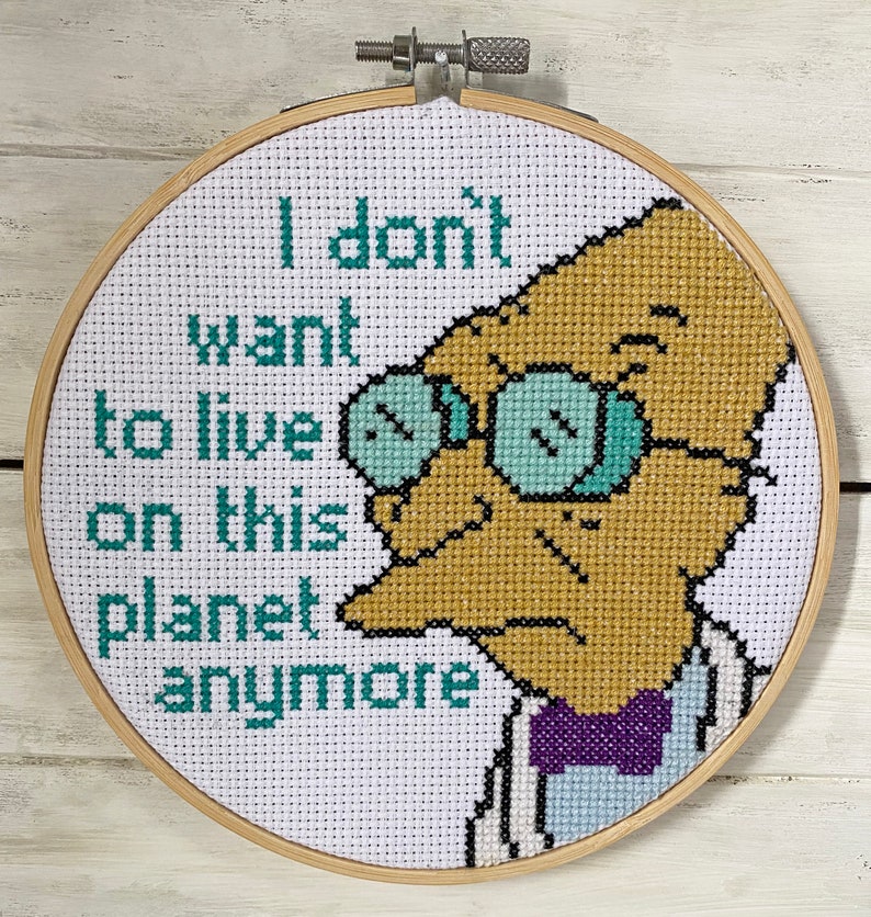 I don't want to live on this planet anymore 6 inch cross stitch PATTERN image 2