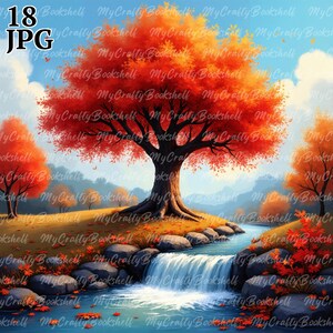 Autumn Maple Trees Clipart Bundle: Watercolor Fall Forest (Digital Download)