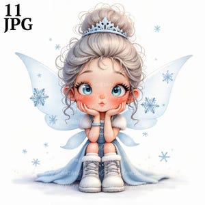 11 Quirky Winter Fairy Clipart, Commercial Use, Whimsical Ephemera, Watercolor JPGs, Instant Download, Fantasy Junk Journal, Paper Craft