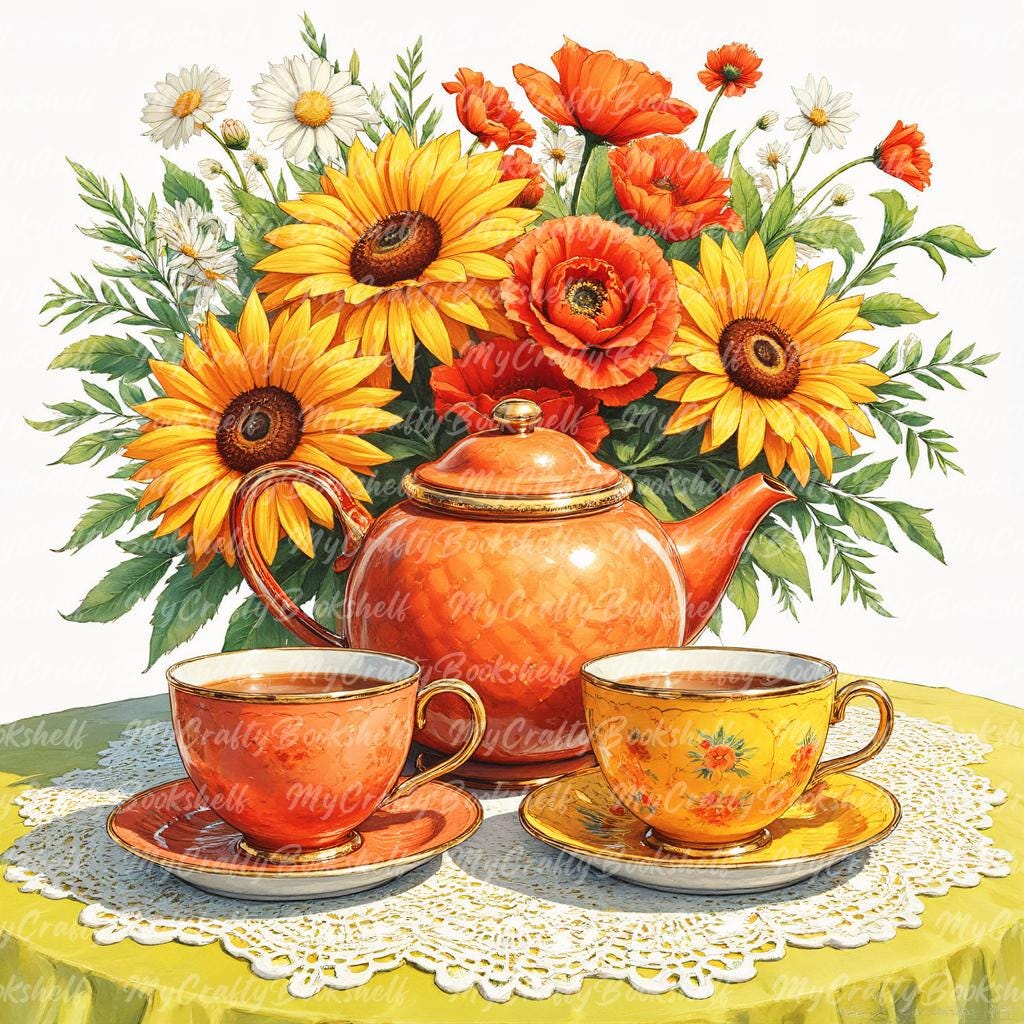 Spring Tea Party Clipart: Watercolor Floral Pngs (digital Download) - Etsy