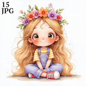 15 JPGs Quirky Leaves Girl Clipart, Commercial Use, Whimsical Ephemera, Watercolor Autumn Leaf Girl Clipart, Instant Download, Paper Craft