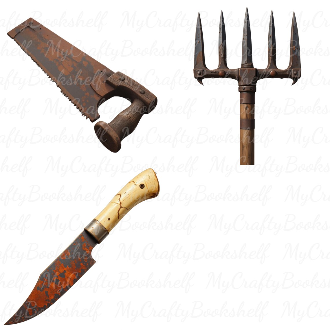 Rustic Tools Png Rustic Farm Tools Clipart: Vintage PNG Images for Scrapbooking (digital ...