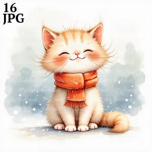 16 水彩画のかわいい猫のクリップアート 猫好きの飼い主のための猫好きのクリップアート 子猫好きのためのレトリーバー猫のペットの肖像画