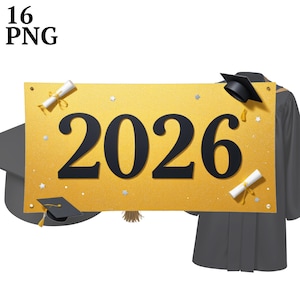 16 Class of 2026 Graduation Clipart, 2026 Graduate Clip Art PNG, Commercial Use, Digital Download for Crafts, Scrapbook