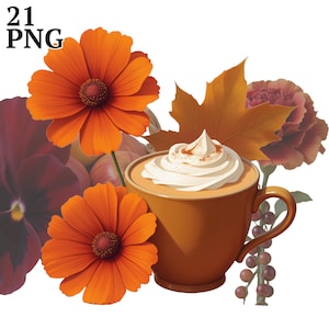Autumn Harvest Clipart: Fall Flowers, Pumpkins, Leaves (Commercial Use, Digital Download
