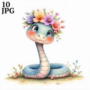 10 clipart fofo de cobra clipart de aquarela de cobra JPG clipart fofo de aquarela cobra bebê cobra presente para crianças download instantâneo uso comercial