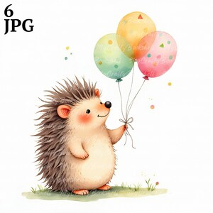 6 hérissons jouant des cliparts au ballon, illustration de livre pour enfants haute qualité JPG-téléchargement numérique fabrication de cartes, personnalisé, commercial américain