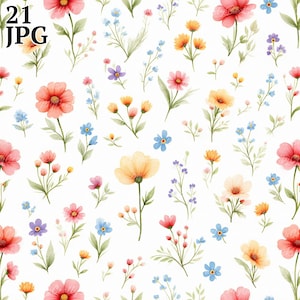 21 petits paquets de papier numérique floral JPG de haute qualité, papier de scrapbooking, journaux, support, sublimation, fabrication de cartes, téléchargement numérique