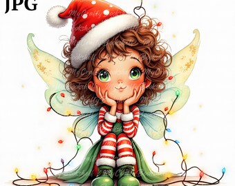 Christmas Fairy Clipart: Watercolor African American Fairy PNGs (Commercial Use)