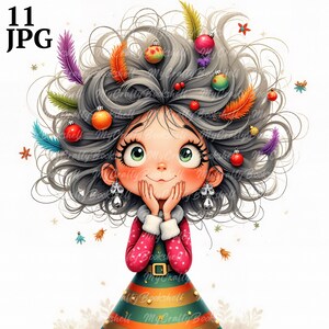 11 JPGs Noël original grand-mère Clipart, usage commercial, éphémères fantaisistes, aquarelle vieille dame Clipart, téléchargement immédiat, créations en papier
