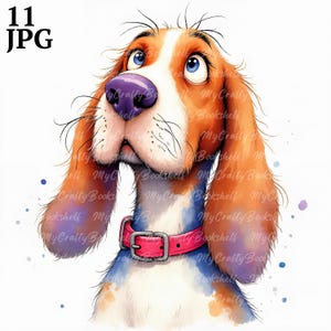 11 lindos y caprichosos cachorros clipart, divertidos y coloridos perros clipart, JPG de alta resolución, descarga digital, clipart de acuarela imprimible con licencia comercial