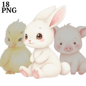 Watercolor Baby Animals Clipart: High-Res PNG Kit (Digital Download