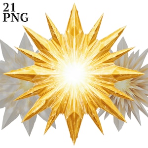 21 Starburst Clipart, goldene geometrische Sterne Clip Art PNG, digitaler Download für Scrapbook, Junk Journaling, Handwerk, kommerzielle Nutzung