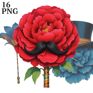 16 vintage circus carnaval bloemen clipart, circus bloemen clip art png, junk journaling, scrapbook, ambachten, digitale download