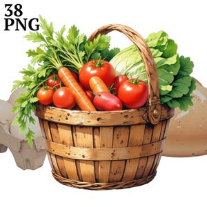 38 cliparts de marché de producteurs, produits frais légumes pain Clip Art PNG, téléchargement numérique pour usage commercial, travaux manuels de scrapbooking journal indésirable