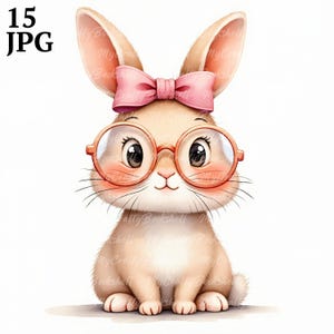 15 süße Gläser Bunny Clipart, Kaninchen Clipart, druckbare Aquarell Clipart, hochwertige JPGs, digitaler Download, Papiermodell, Junk Journals