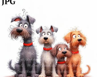 Watercolor Dog Clipart: Funny Puppy PNGs for Scrapbooking (Digital Download)