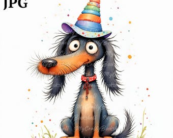 Watercolor Dog Clipart: Quirky Puppy PNG, Junk Journal (Digital Download)